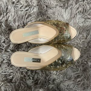 Zara gold sequin sandals size 7